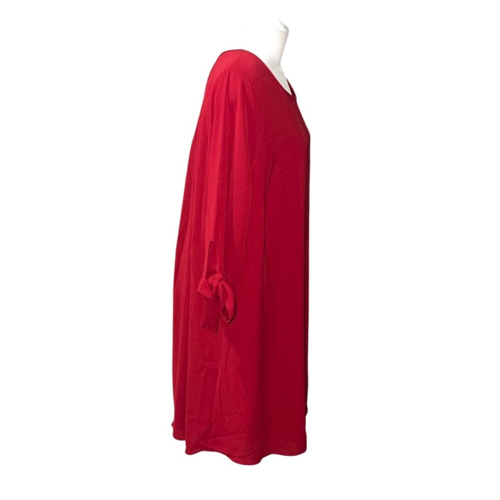 ChicSoul Tie Sleeve Midi Casual Work Dress Sz 3XL Red Womens - Picture 15 of 16